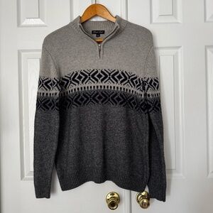 Croft & Barrow Gray and Black Quarter Zip-Up Sweater